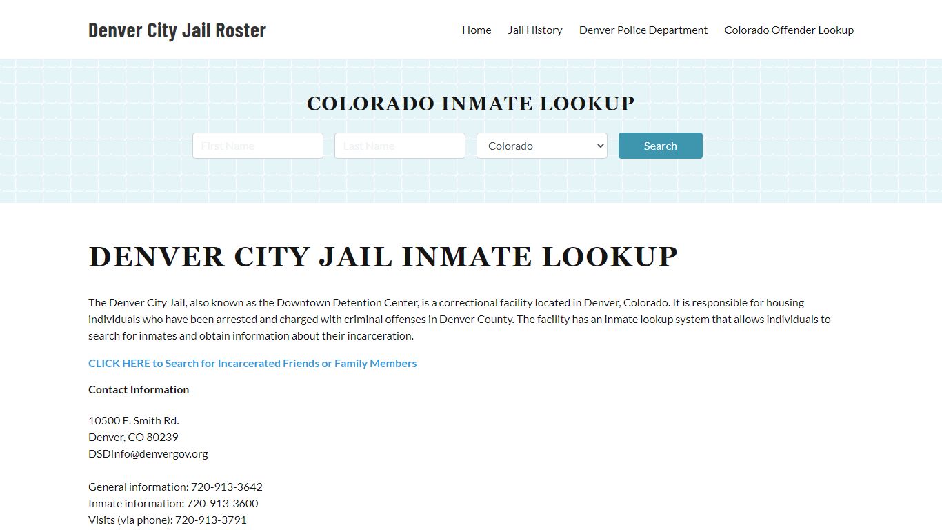 Denver City Jail, CO Inmate Search, Jail Roster, Bookings